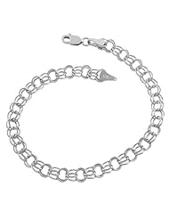 14 Karat White Gold 5.8-mm Classic Solid Charm Bracelet (8 Inch)