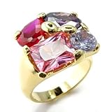 Women's Multicolor Cubic Zirconia Gold Tone Ring, Size: 5-10