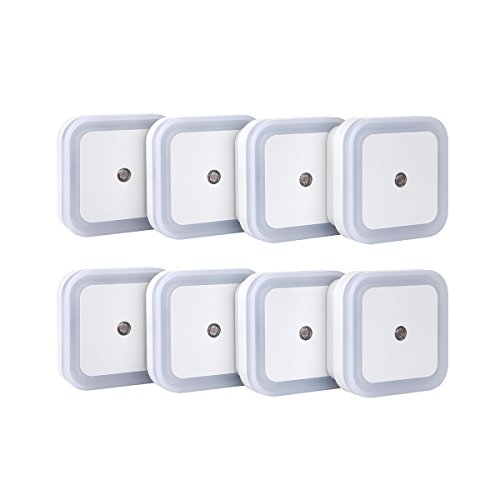 [Upgrade 8 PACK]Covenov 0.5W Plug in LED Night Light Lamp with Smart Sensor,Soft Brightness for Kids Baby Nursery Bedroom (white)