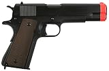KWA 1911 A1 Semi Automatic Blowback Gas Powered Airsoft Gun - Black with Brown Grip