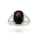 Sterling Silver 7ct Garnet & Diamond Accent Cushion Cut Ring