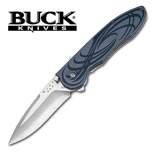 Buck Drop Point Folding Knife w Tribal Design by Buck