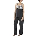 Moody Mamas Maternity Striped Nursing Pajama Set - Charcoal