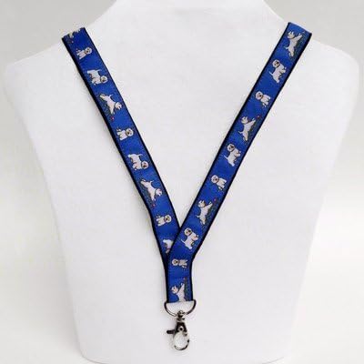 Westie Dog Breed Dog Breed Neck Lanyard for ID or Keys - Blue