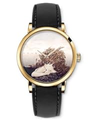 SPRAWL Aanalog Fashion Series Gold Ladies Watches of Genuine Black Leather Strap,Unique Wrist Watch for Women Girls Designed with thoughtful Girl