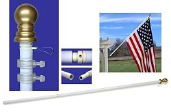 6ft Spinner Flagpole - White Aluminum