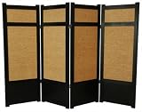 Short Office Partition - 48" Low Woven Jute Japanese Shoji Screen Room Divider - 4 Colors 3 Sizes
