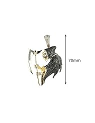 4.50 Carat Black & Blue diamond Death Hip Hop Large Pendant in 10k Yellow gold