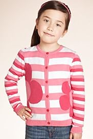 Pure Cotton Striped & Large Floral Knitted Cardigan