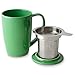 FORLIFE Curve Tall Tea Mug with Infuser and Lid, 15-Ounce, Ivy