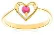 Yellow Gold Overlay Sterling Silver Ruby Heart Ring