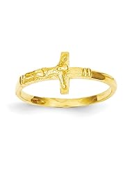 14K Satin Finish Childs Crucifix Ring - Size 3 - JewelryWeb