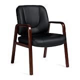 OTG11770B Luxhide Guest Chair with Wood Accents