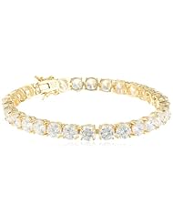Platinum or 18k Gold Plated Sterling Silver Round Simulated Diamond Tennis Bracelet