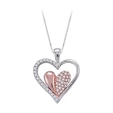 14K Two Tone Gold 1/5 ct. Diamond Heart Pendant with Chain