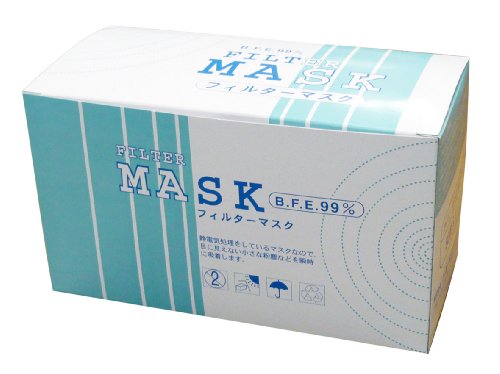 【1箱50枚入り】大人用やや大きめ（サイズ17.5×9.1cm）　静電気処理済み不織布3層ウィルスガードBFE99％新型インフルエンザ　サージカルフィルターマスク