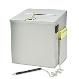 Recycled Steel Suggestion Box with Locking Top, 8-1/2 x 8 x 9-3/4, Platinum