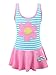 Chrysea Girls Stripe Swimwear One-piece Swimsuit with Flowers Applique (8-9 Years, Pink)