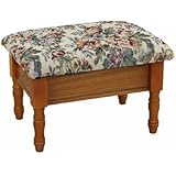 Frenchi Furniture Queen Anne Style Footstool w/ Storage in Oak Finish