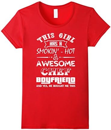 Women's Chef T-shirt , this girl has a smokin's- hot &amp; owesome chef  Small Red