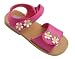 Laura Ashley Toddler Girl's Double Flower Applique Velcro Sandals in Fuchsia