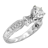 0.40 CT DIAMOND ANTIQUE STYLE ENGAGEMENT RING SETTING MADE IN 18K WHITE GOLD
