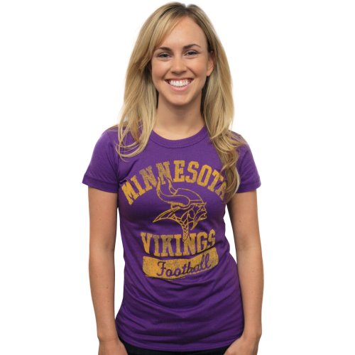 NFL Minnesota Vikings Woman's Vintage Flock Short Sleeve Crew Tee, Dark Grape, Medium
