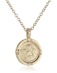 18k Gold Diamond Angel Medal Necklace, 18"