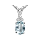 1.06 cttw Genuine Aquamarine and Diamond Pendant - 14kt Yellow Gold