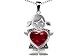 Original Star K(tm) Little Girl Holding 8mm Heart Mother Birthstone Pendant Created Ruby in .925 Sterling Silver