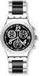 Swatch Men's YCS485G Quartz Chronograph Stainless Steel Black Dial Watch