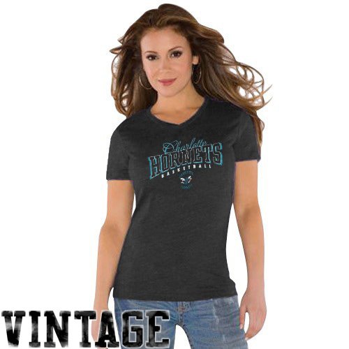 NBA Touch by Alyssa Milano Charlotte Hornets Ladies Black V-neck Tri-Blend T-shirt (X-Large) at Amazon.com