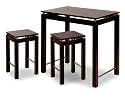 3-pc. Kitchen Island with 2 Stools- Espresso/ Metal
