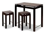 3 pc Kitchen Island Set, Chrome (Espresso) (34H x 35.5W x 23.5D)