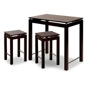 Click here to buy 3-pc. Kitchen Island with 2 Stools- Espresso/ Metal by Winsome.