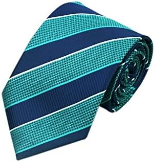 Men's Jacquard Woven Silk Dark green stripes Tie Hanky Cufflinks Sets