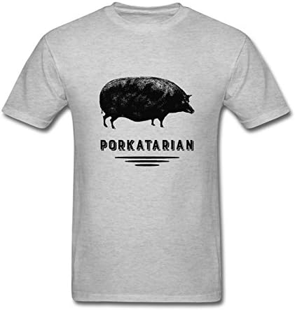 RrelmmY Men's Bacon Lover Porkatarian Vintage Pig T-Shirt Grey XL