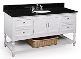 Beverly 60-inch Bathroom Vanity (Black/White), Includes Cabinet with Granite Countertop, Single Ceramic Sink, and Chrome Faucet