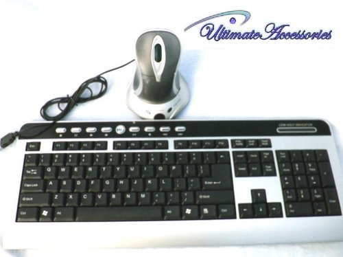 Ultimate Accessories Wireless Keyboard and Optical Mouse **Plus Base Charger** Combo Value Pack