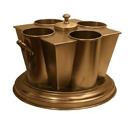 Global Views 4 Bottle Champagne Cooler with Antique Nickel Finish, 14-Inch by 14-Inch and 8-1/2-Inch Tall
