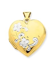14k Gold & Rhodium Floral Heart Locket