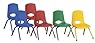 ECR4Kids School Stack Chair with Powder Coated Legs/ Nylon Swivel Glides, 12", 6-Pack, Assorted Colors
