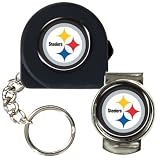 NFL 6 Feet Tape Measure Key Chain and Money Clip Set Team: Steelers