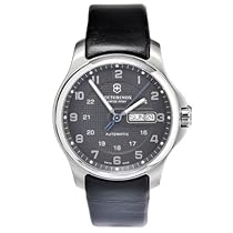 Big Sale Victorinox Swiss Army Men's 241546.1 Leather Officers Automatic Analog Grey Dial Watch