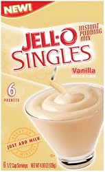 Jell-O Singles Instant Pudding Snacks, Vanilla, 6-Count Boxes (Pack of 10)