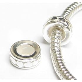 Sterling Silver Stopper With Rubber Circle Dot Round Bead For European Charm Bracelets 8.3mm