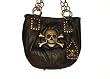 Real Leather Rocker Handbag Metal Skull Crossbones Chains
