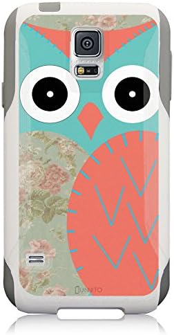 Galaxy S5 Case, UnnitoTM [Dual Layer] *1 Year Warranty* Case Protective [Custom] Commuter Protection Cover Galaxy SV (Grey / White - Quilt Owl)