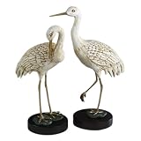 White Cast Iron Herons Statuary (set of 2)