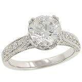 Engraved Round bead set Diamond Eng Ring.26ct (cz ctr)